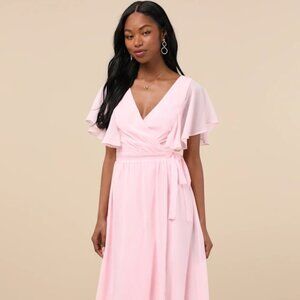 NEW WITH TAGS - Pink Wedding Guest/Bridesmaid Dress - Flutter Sleeves